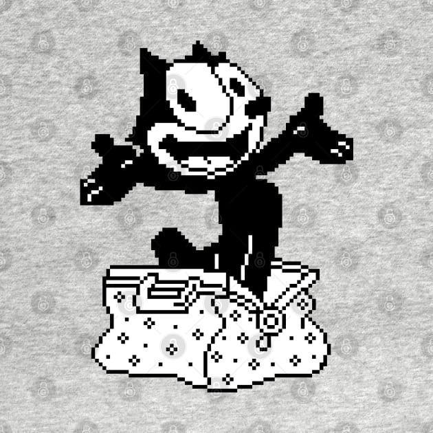 Pixelated Felix the Cat with his Magic Bag by pookiemccool